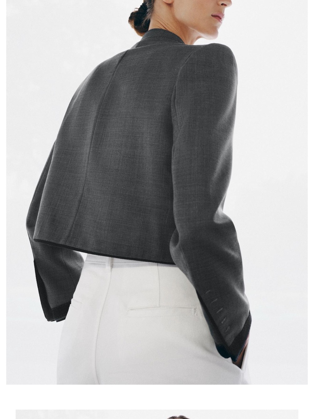 Zara NWT viral wool blend Gray & black Frog clasp button blazer - Picture 7 of 11